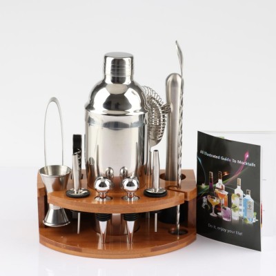 Premium Cocktail Shaker Bar Tools Set  Brushed Stainless Steel Bartender Kit with All Bar Accessories